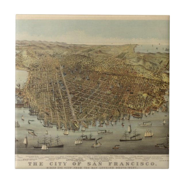 San Francisco Birds eye view Ceramic Tile (Front)