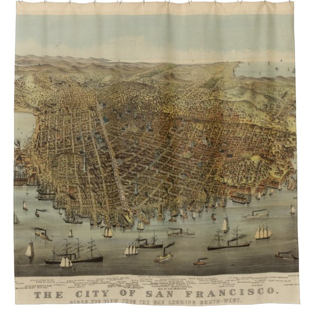 San Francisco Birds eye view Shower Curtain (Front)