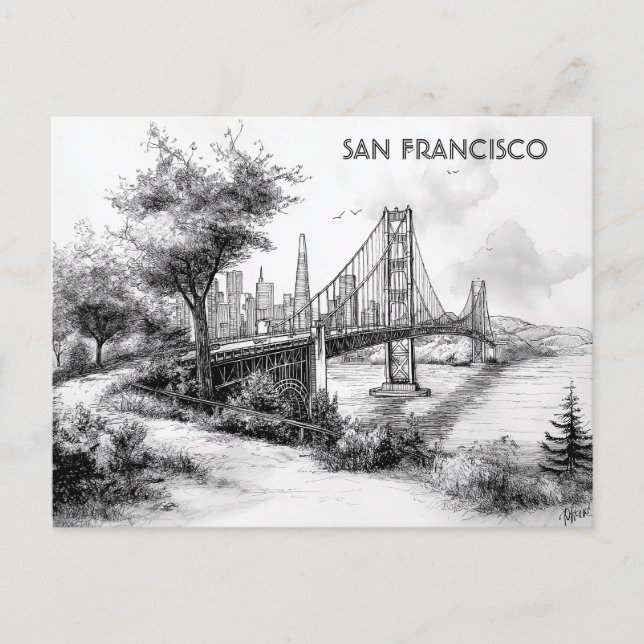 San Francisco Black and White Travel postcard (Front)