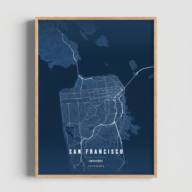 San Francisco Blue Print Map Wallart Poster Gift (Creator Uploaded)