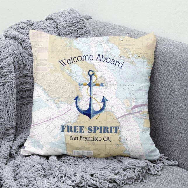 San Francisco Boat Name & Anchor Welcome Aboard Cushion (Creator Uploaded)
