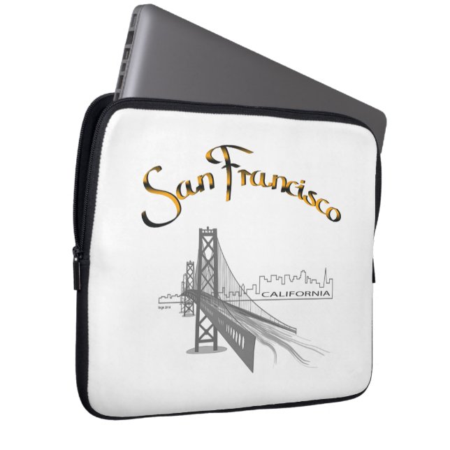 San Francisco Bridge Gold Black Graphic Laptop Sleeve (Front Right)