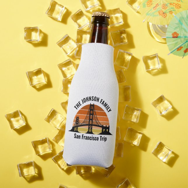 San Francisco Bridge Sunset Custom Souvenir Bottle Cooler (In Situ Summer)