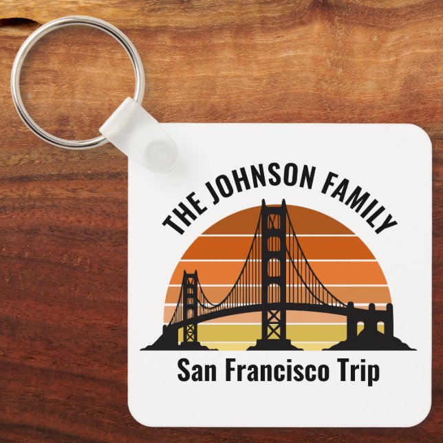 San Francisco Bridge Sunset Custom Trip Souvenir Key Ring (Front)