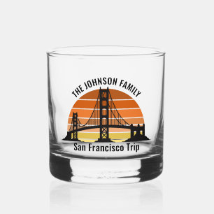 San Francisco Bridge Sunset Custom Trip Souvenir Whiskey Glass