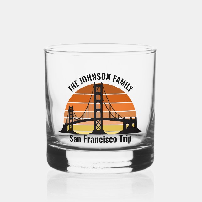 San Francisco Bridge Sunset Custom Trip Souvenir Whiskey Glass (Front)