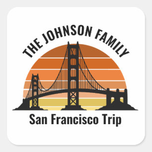 San Francisco Bridge Sunset Custom Vacation Square Sticker