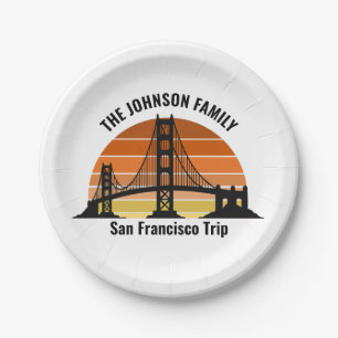 San Francisco Bridge Sunset Personalised Party Paper Plate