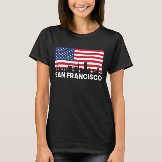 San Francisco CA American Flag Skyline T-Shirt