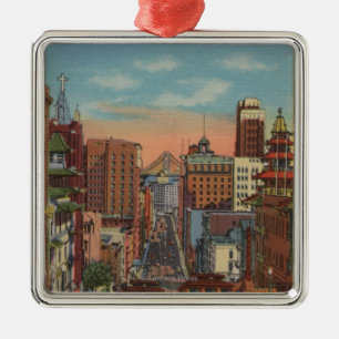 San Francisco, CA - Cable Cars going up Metal Tree Decoration