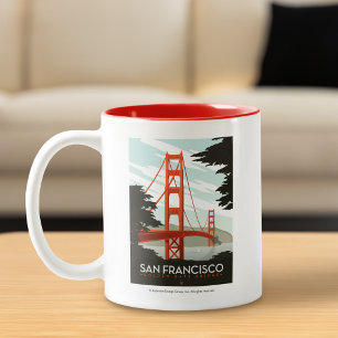 San Francisco, CA - Golden Gate Bridge Two-Tone Coffee Mug