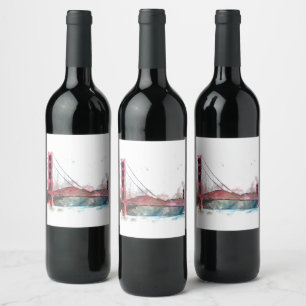 San Francisco, CA - Golden Gate Bridge Wine Label