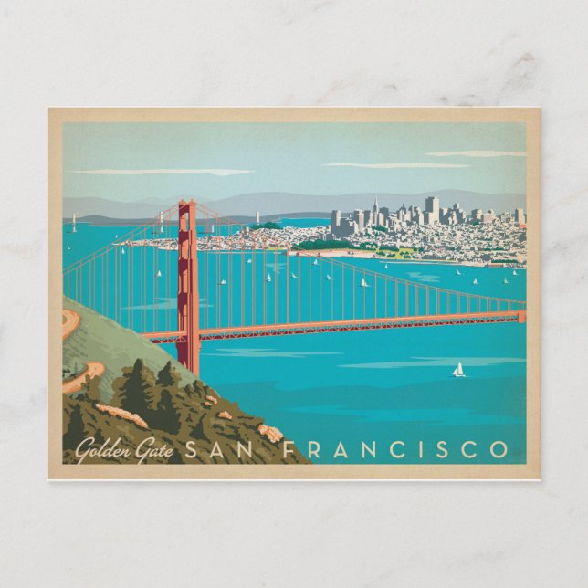 San Francisco, CA - Golden Gate Postcard (Front)