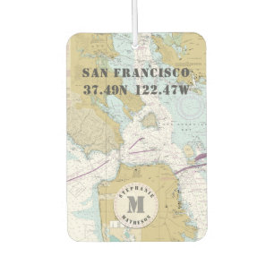 San Francisco CA Nautical Chart Monogram Car Air Freshener