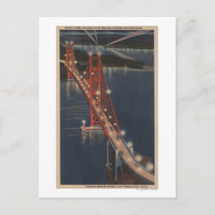 San Francisco, CA - Night View of Golden Gate Postcard