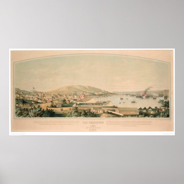 San Francisco, CA. Panoramic Map 1849 (1626A) Poster (Front)