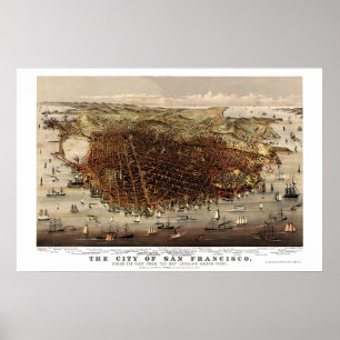 San Francisco, CA Panoramic Map - 1878 Poster