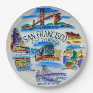 San Francisco CA Party Plates