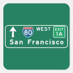 San Francisco, CA Road Sign Square Sticker