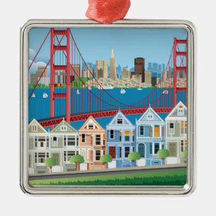 San Francisco, CA   The City By The Bay Metal Ornament