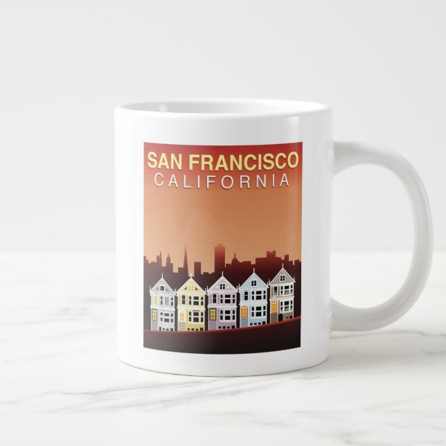 San Francisco, CA | The Painted Ladies Large Coffee Mug (Right)