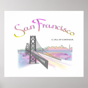 San Francisco, CA with Rainbow Colours Poster