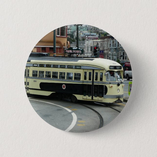 San Francisco Cable Car 6 Cm Round Badge (Front)