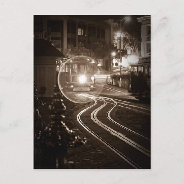 San Francisco Cable Car at Night Postcard (Front)
