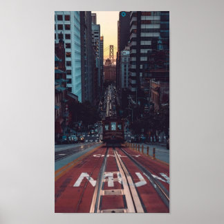 San Francisco Cable Car Sunset - Golden Gate View Poster