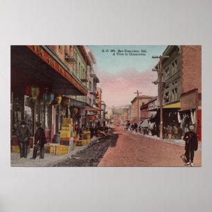 San Francisco, CADirt Road View of Chinatown Poster