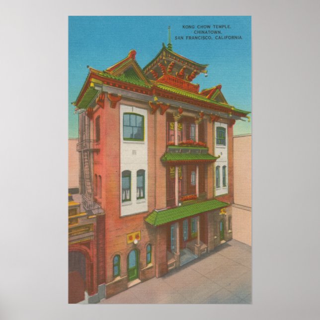 San Francisco, CAKong Chow Temple in Chinatown Poster (Front)