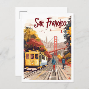 San Francisco California Art Vintage Travel Postcard