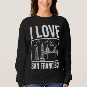 San Francisco California City Skyline Map Travel Sweatshirt