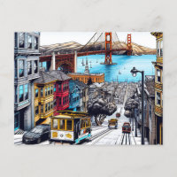 San Francisco, California Comic Book Style Art