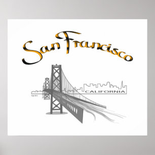 San Francisco, California Gray Gold Poster
