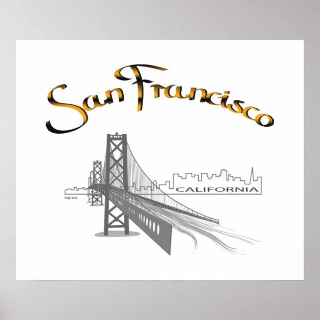 San Francisco, California Gray Gold Poster (Front)