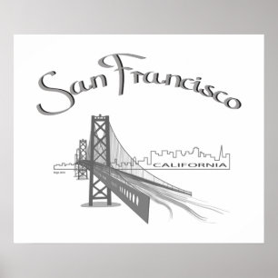 San Francisco, California - Grey Poster