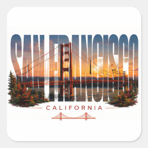 San Francisco California Modern City View Square Sticker