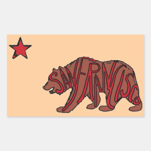 San Francisco California red bear art sticker