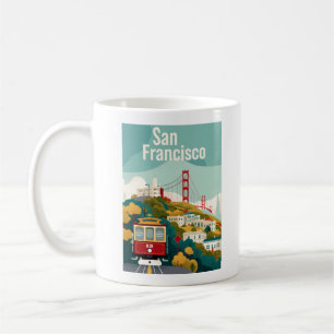 San Francisco California - Red Cable Car Coffee Mug