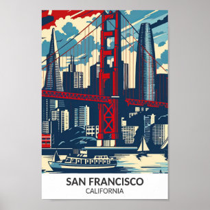 San Francisco California Retro Artwork Travel  Poster