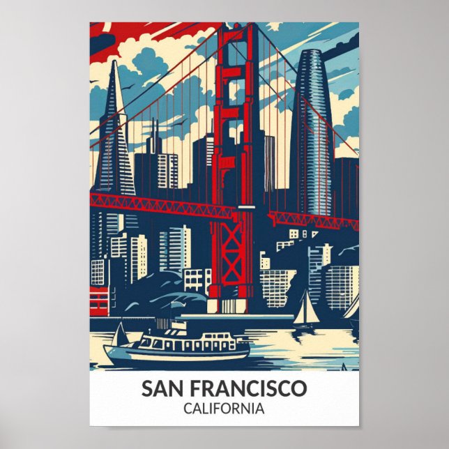 San Francisco California Retro Artwork Travel  Poster (Front)