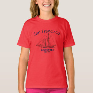 San Francisco California Sailboat Yachting, girl's T-Shirt