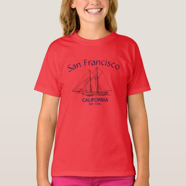 San Francisco California Sailboat Yachting, girl's T-Shirt (Front)