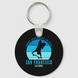 San Francisco California Skateboarder Urn Skateboa Key Ring