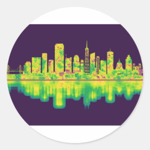 San Francisco California Skyline Classic Round Sticker