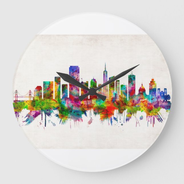 San Francisco California Skyline Large Clock (Front)
