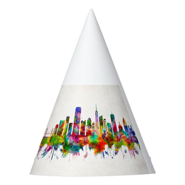 San Francisco California Skyline Party Hat (Front)