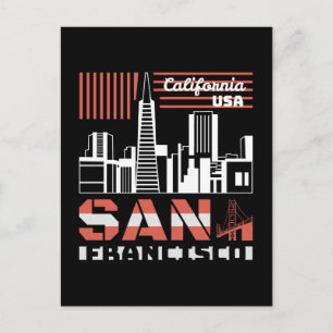 San Francisco California Skyline Retro UrbanDesign Postcard