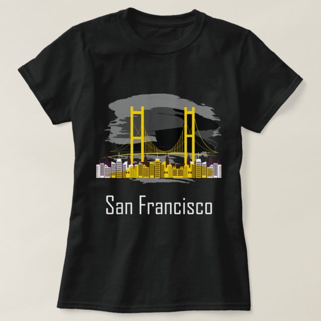 San Francisco California Skyline Souvenir  T-Shirt (Design Front)